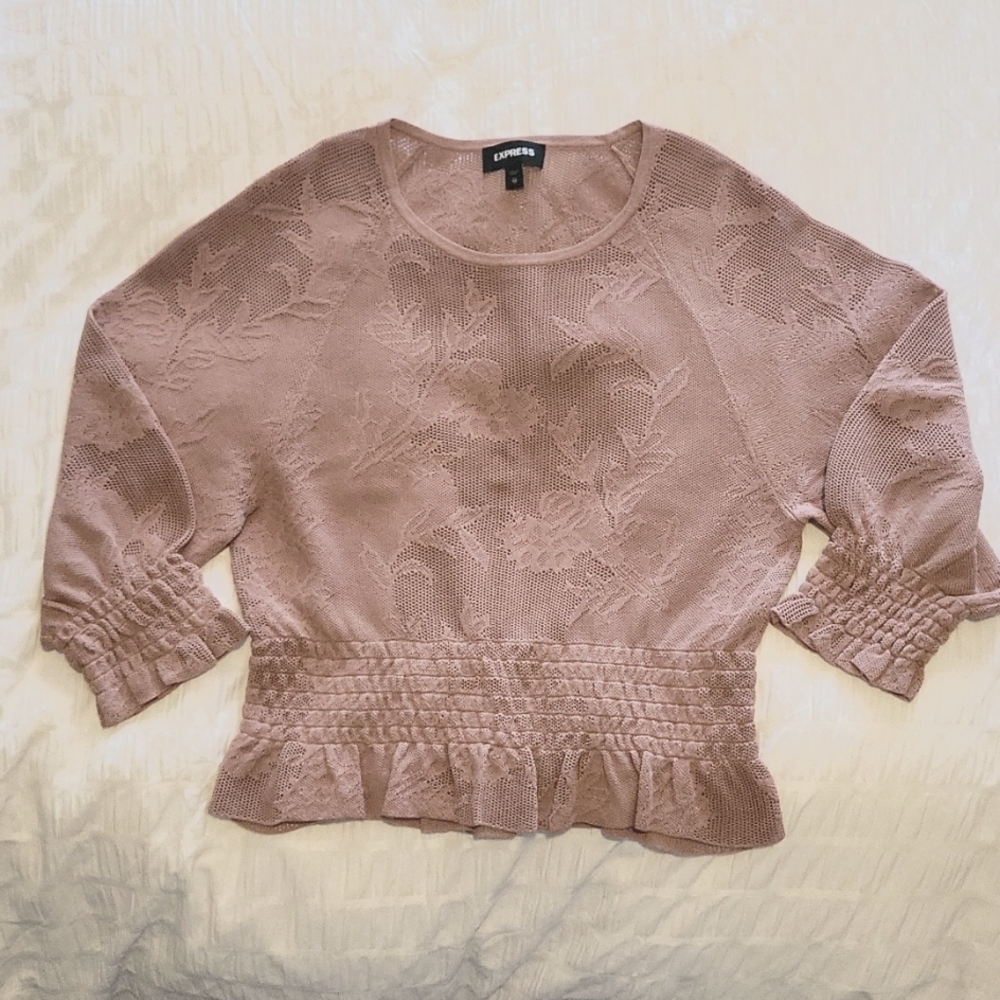 Floral Ruffled Sweater Blouse